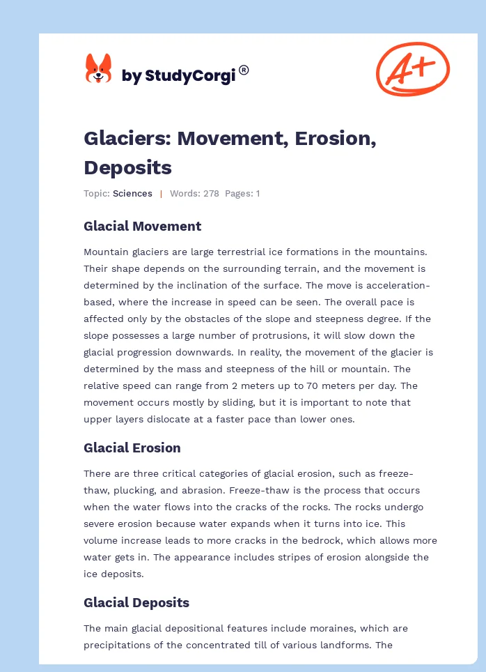 Glaciers: Movement, Erosion, Deposits. Page 1