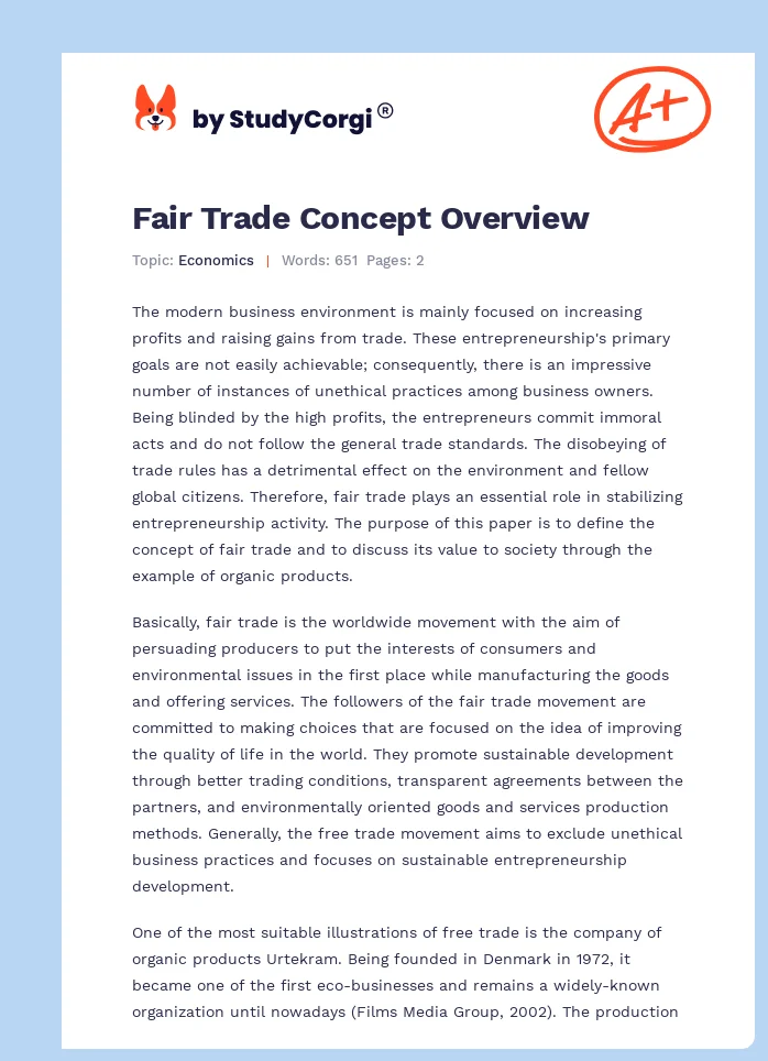 Fair Trade Concept Overview. Page 1