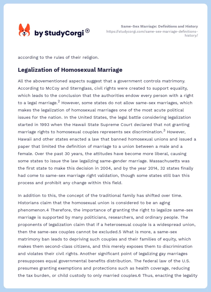 Same-Sex Marriage: Definitions and History. Page 2