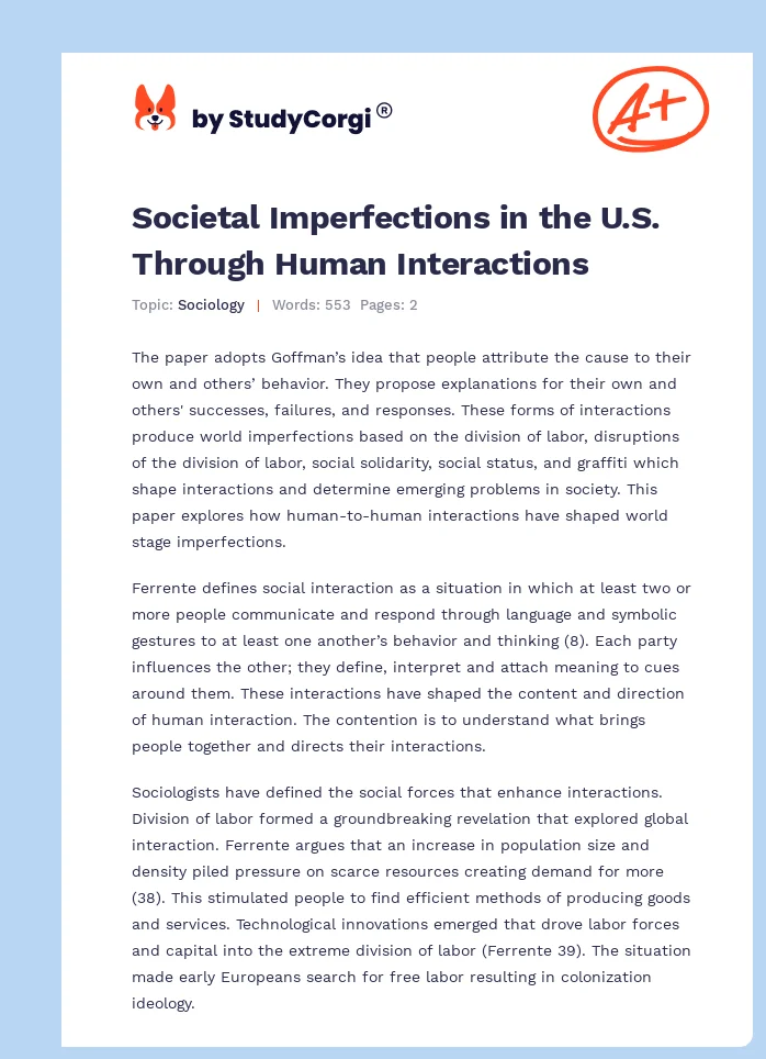 Societal Imperfections in the U.S. Through Human Interactions. Page 1