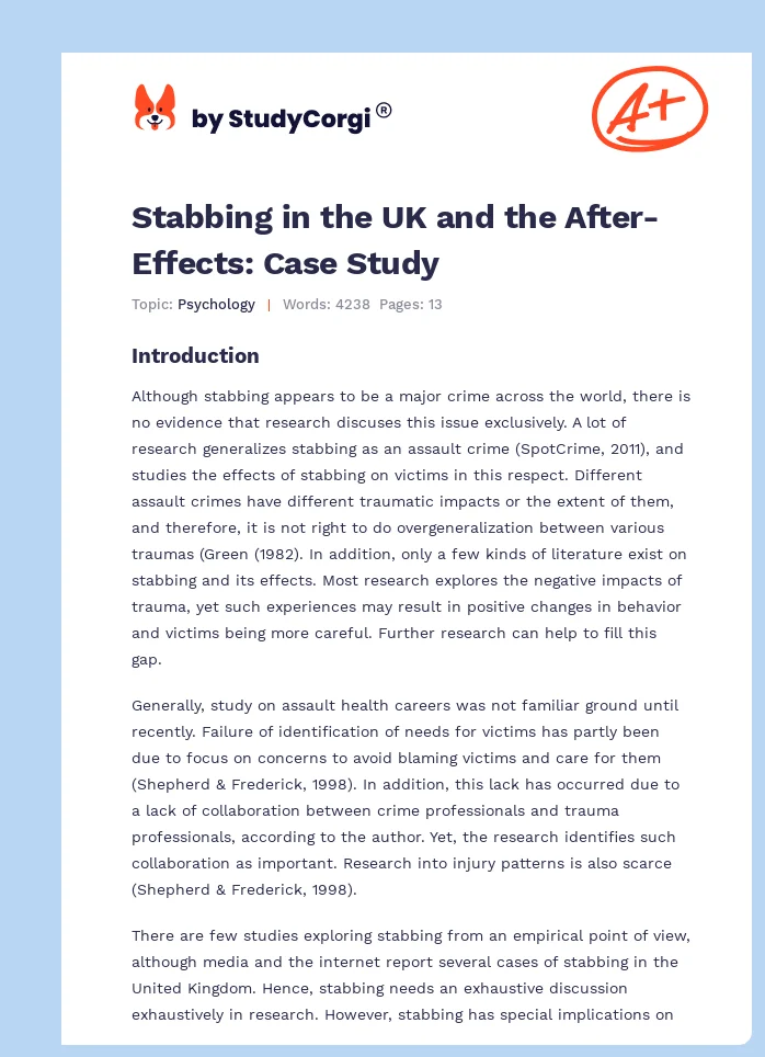 Stabbing in the UK and the After-Effects: Case Study. Page 1