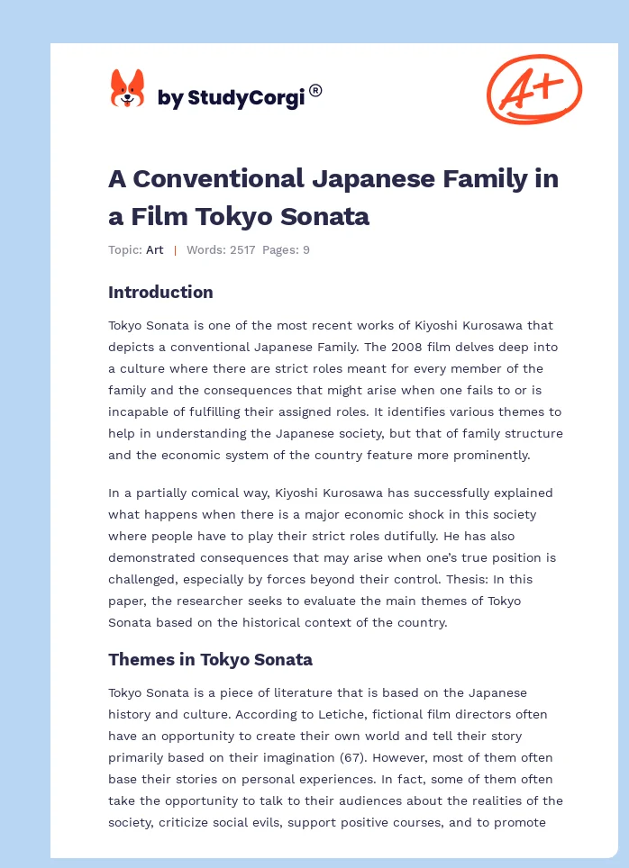 A Conventional Japanese Family in a Film Tokyo Sonata. Page 1