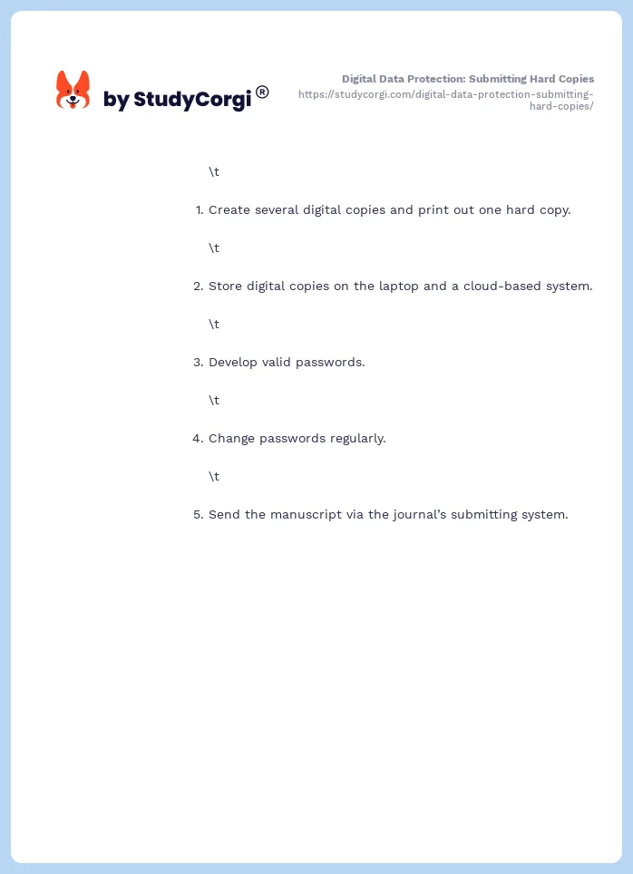 Digital Data Protection: Submitting Hard Copies. Page 2
