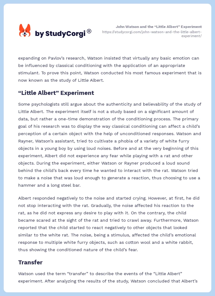 John Watson and the “Little Albert” Experiment. Page 2