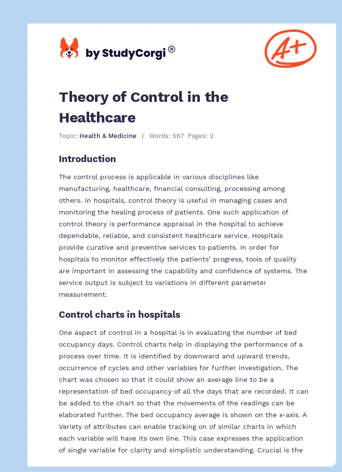 Theory of Control in the Healthcare. Page 1