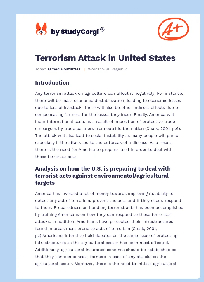 Terrorism Attack in United States. Page 1