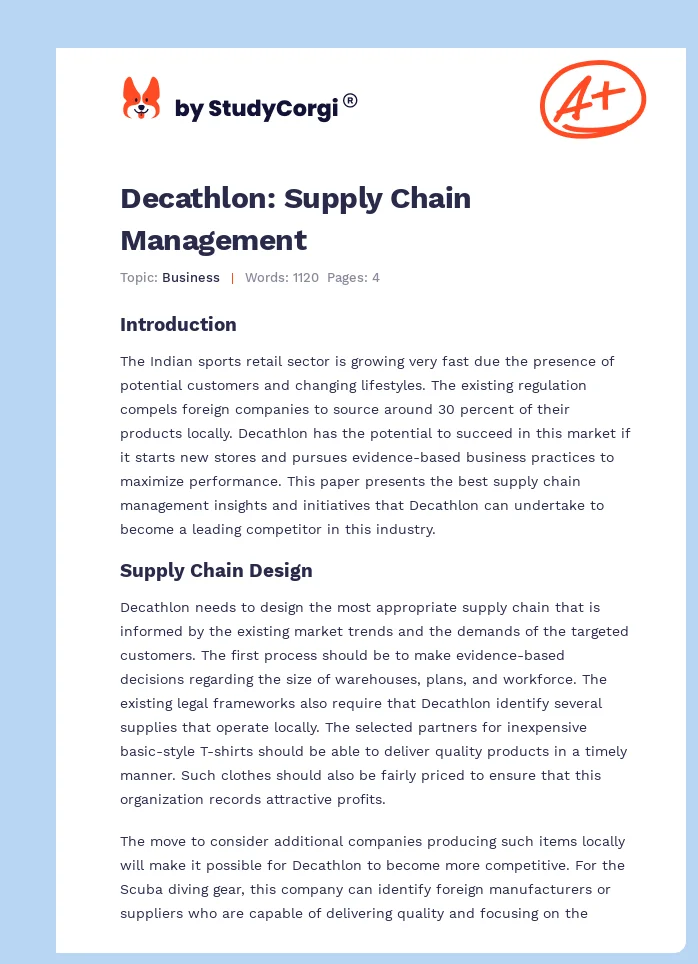 Decathlon: Supply Chain Management. Page 1