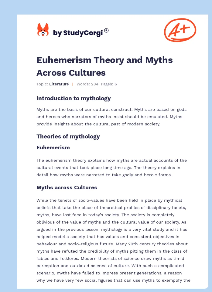 Euhemerism Theory and Myths Across Cultures. Page 1
