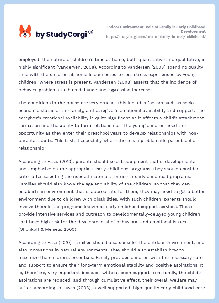 Indoor Environment: Role of Family in Early Childhood Development. Page 2
