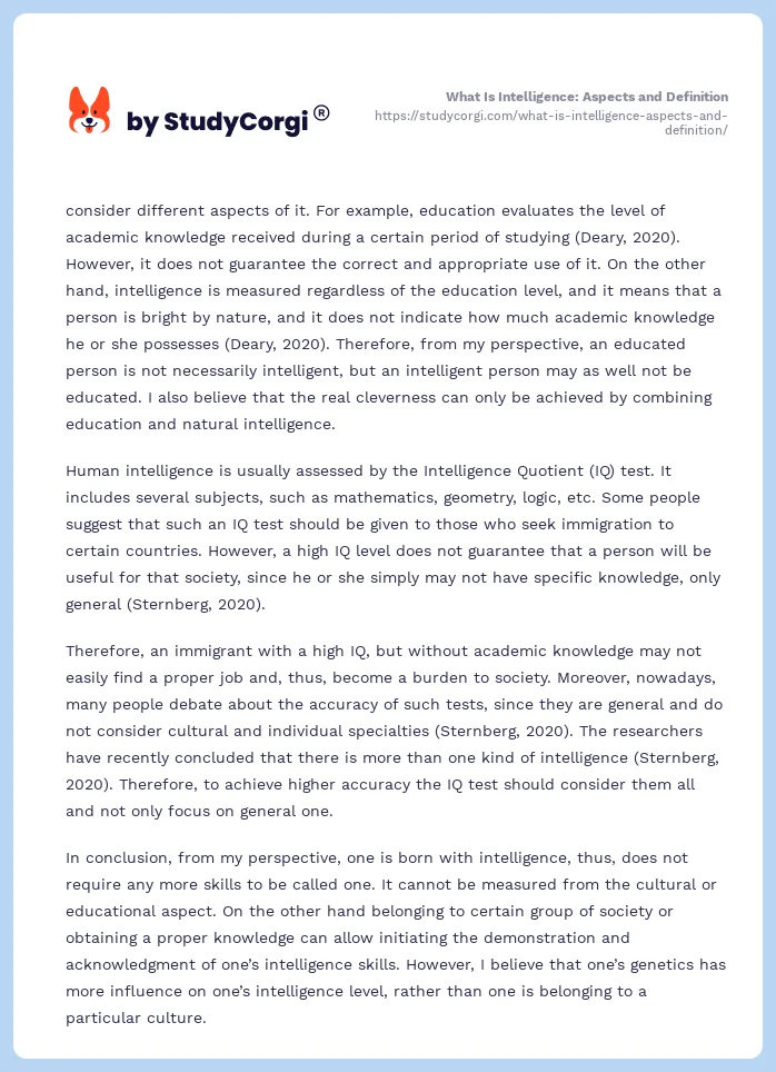 What Is Intelligence: Aspects and Definition. Page 2