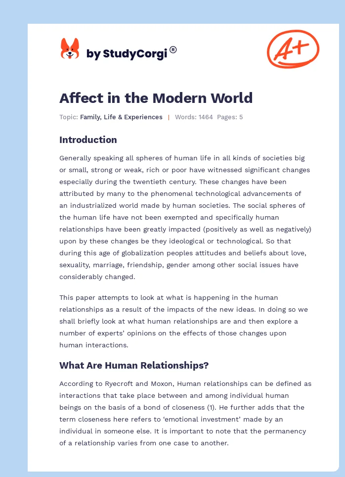 Affect in the Modern World. Page 1