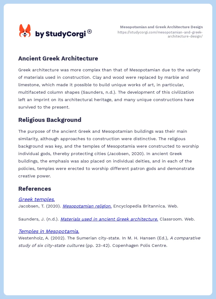 Mesopotamian and Greek Architecture Design. Page 2