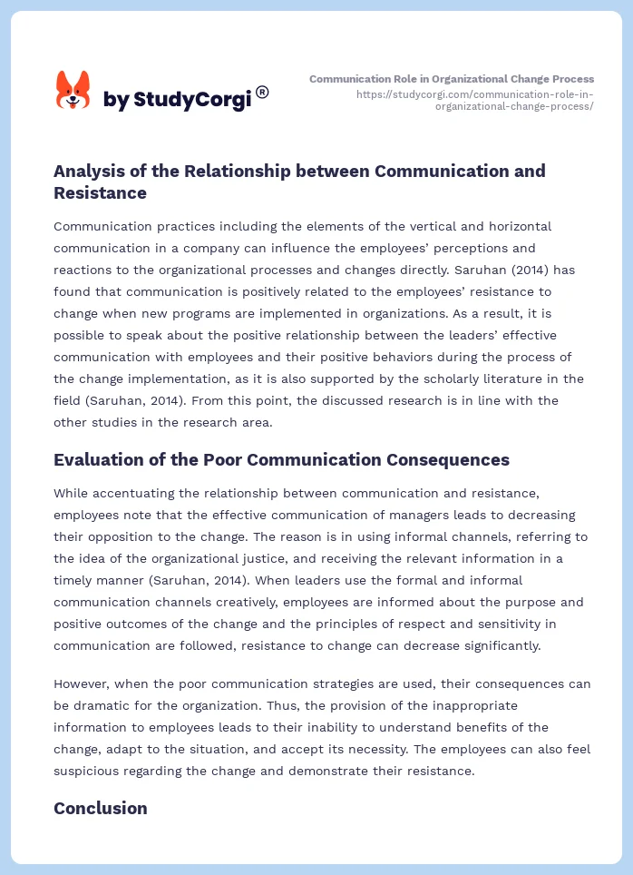 Communication Role in Organizational Change Process. Page 2
