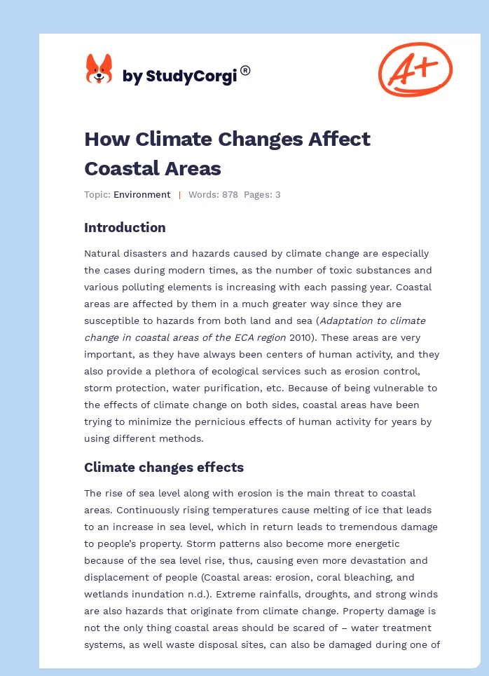 How Climate Changes Affect Coastal Areas. Page 1