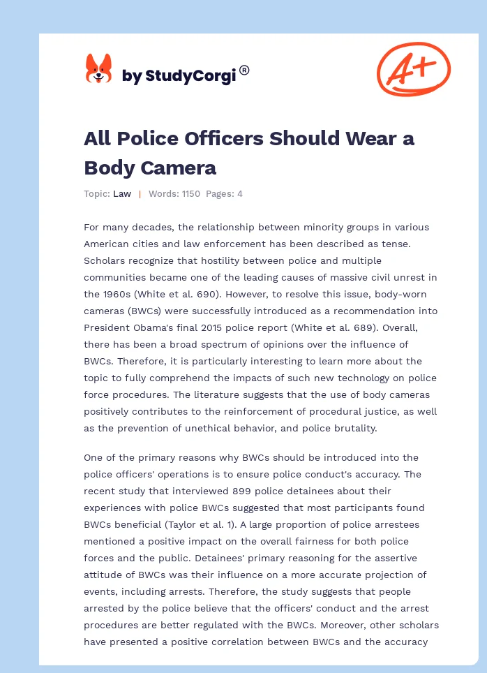 All Police Officers Should Wear a Body Camera. Page 1