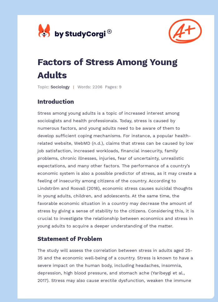 Factors of Stress Among Young Adults. Page 1