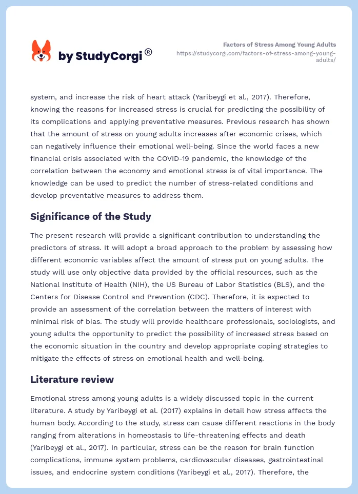 Factors of Stress Among Young Adults. Page 2