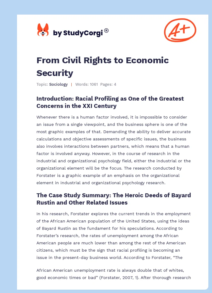 From Civil Rights to Economic Security. Page 1