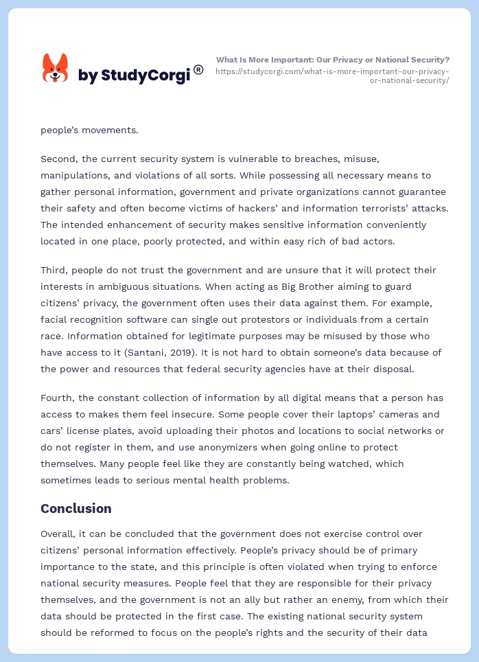 What Is More Important: Our Privacy or National Security?. Page 2