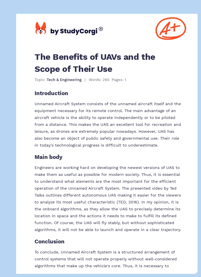 The Benefits of UAVs and the Scope of Their Use. Page 1