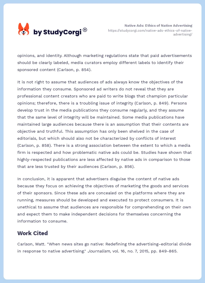 Native Ads: Ethics of Native Advertising. Page 2