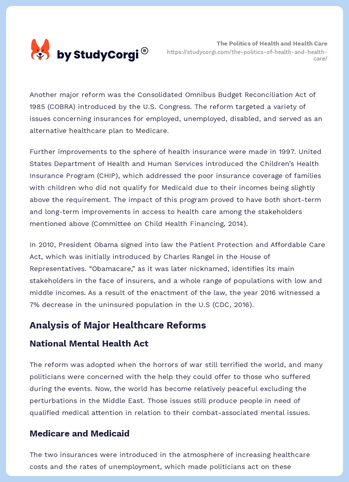 The Politics of Health and Health Care. Page 2