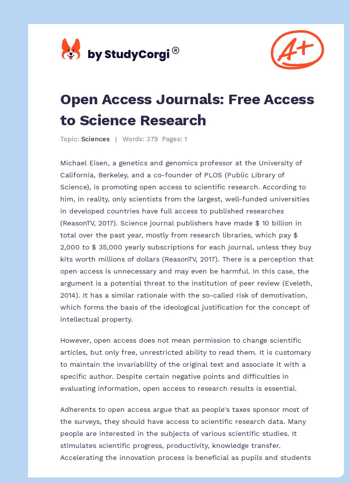 Open Access Journals: Free Access to Science Research. Page 1