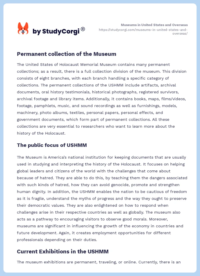 Museums in United States and Overseas. Page 2