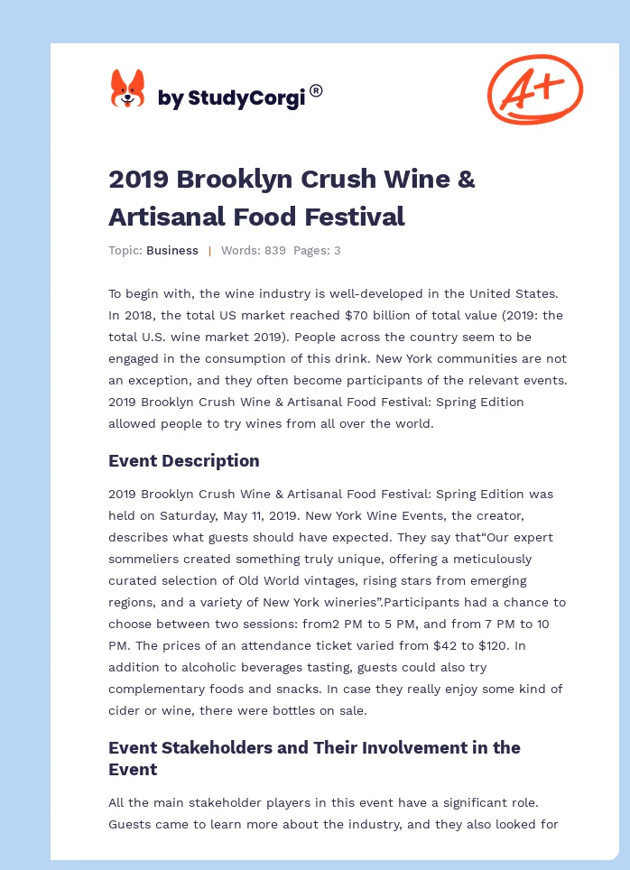 2019 Brooklyn Crush Wine & Artisanal Food Festival. Page 1