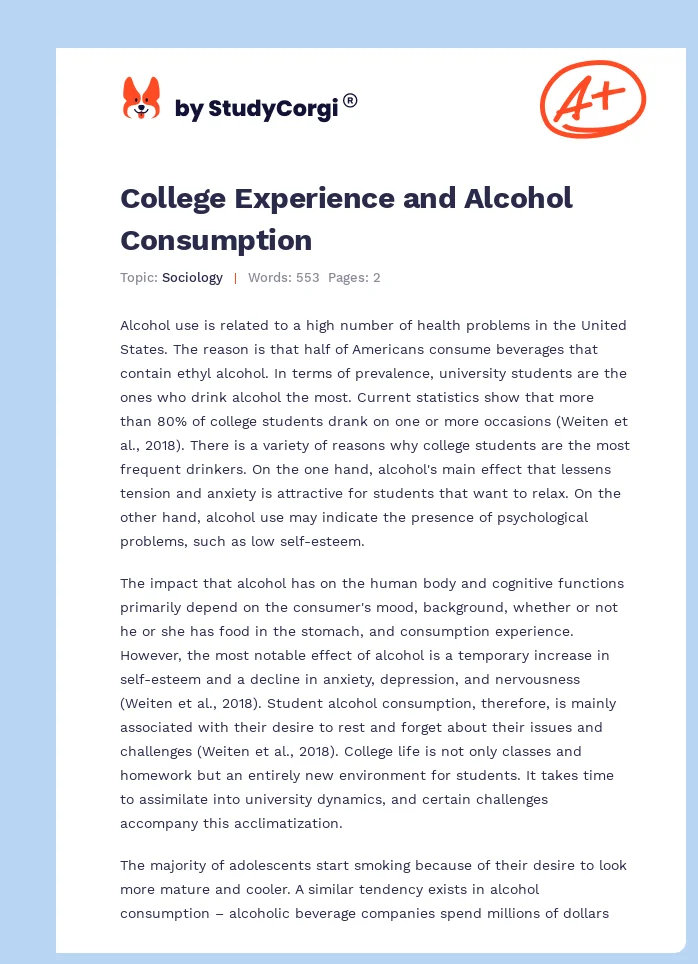 College Experience and Alcohol Consumption. Page 1