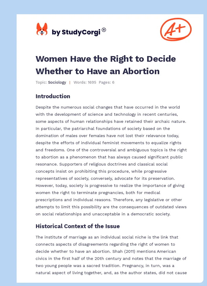 Women Have the Right to Decide Whether to Have an Abortion. Page 1