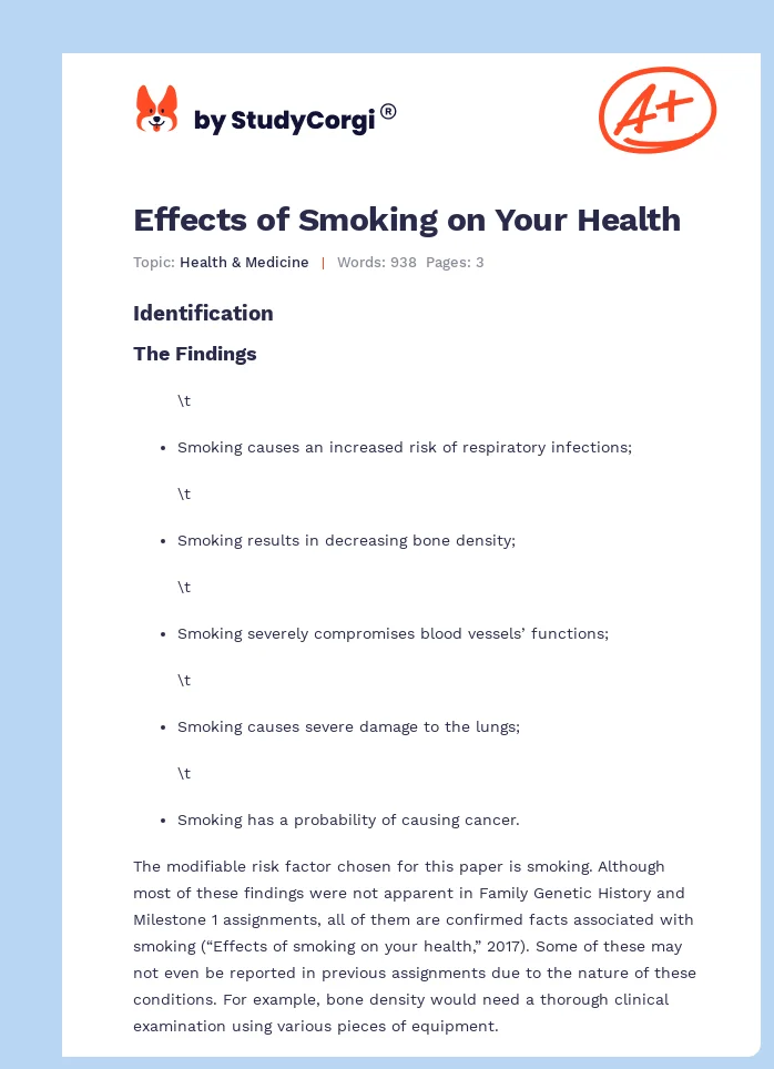 Effects of Smoking on Your Health. Page 1