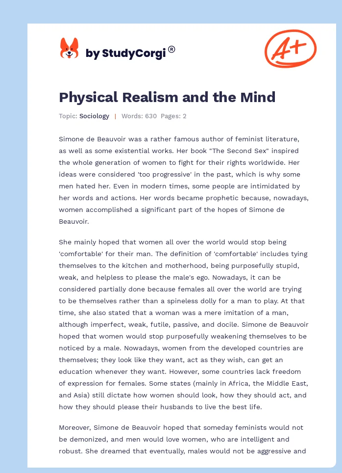 Physical Realism and the Mind. Page 1