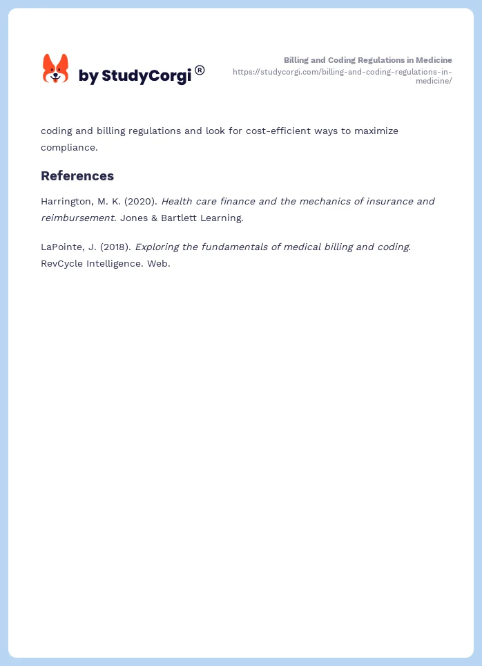 Billing and Coding Regulations in Medicine. Page 2