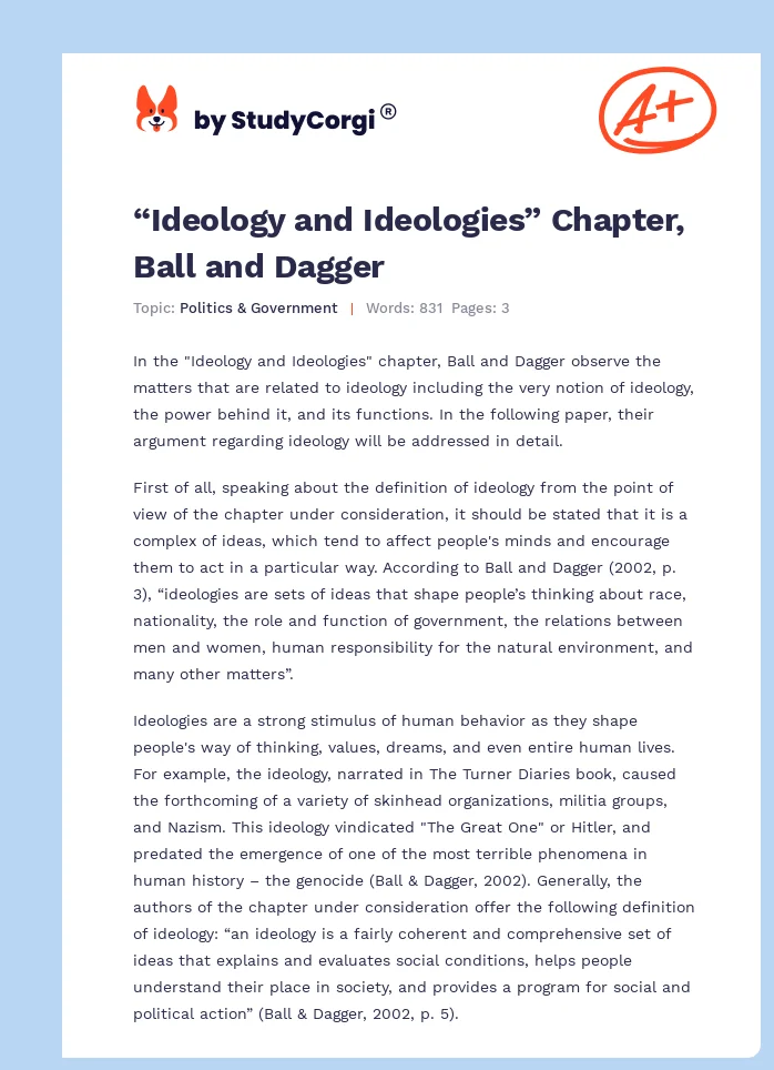“Ideology and Ideologies” Chapter, Ball and Dagger. Page 1
