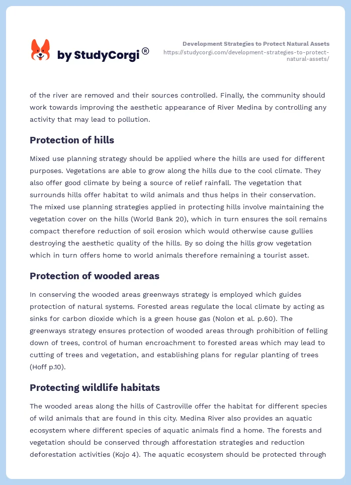 Development Strategies to Protect Natural Assets. Page 2