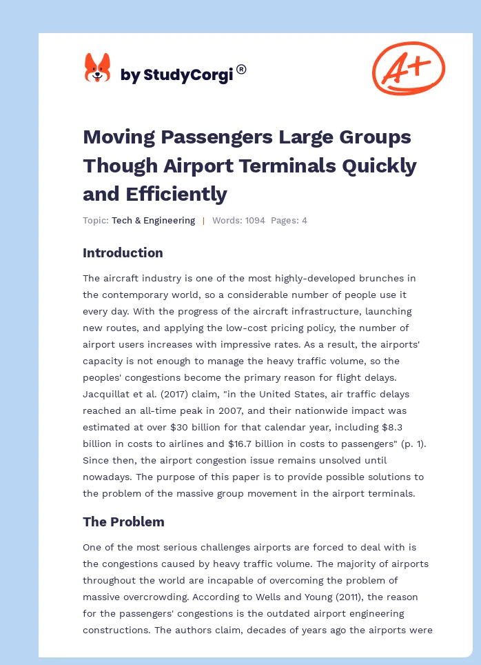 Moving Passengers Large Groups Though Airport Terminals Quickly and Efficiently. Page 1