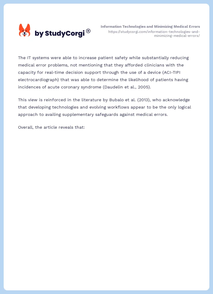Information Technologies and Minimizing Medical Errors. Page 2