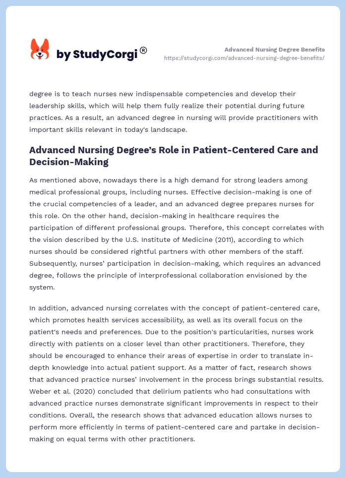 Advanced Nursing Degree Benefits. Page 2