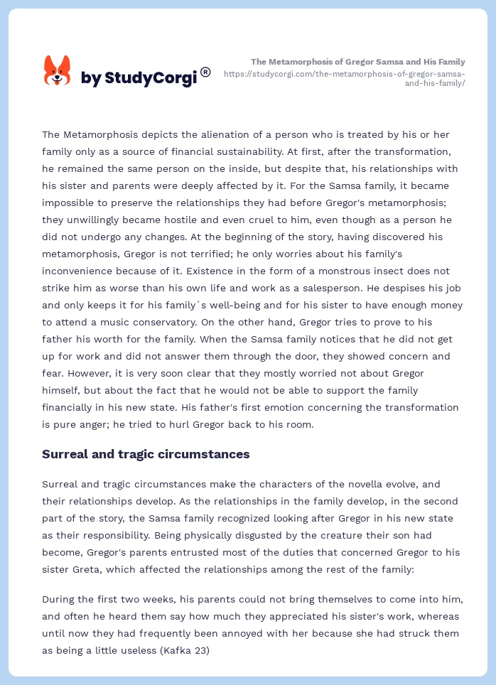 The Metamorphosis of Gregor Samsa and His Family. Page 2
