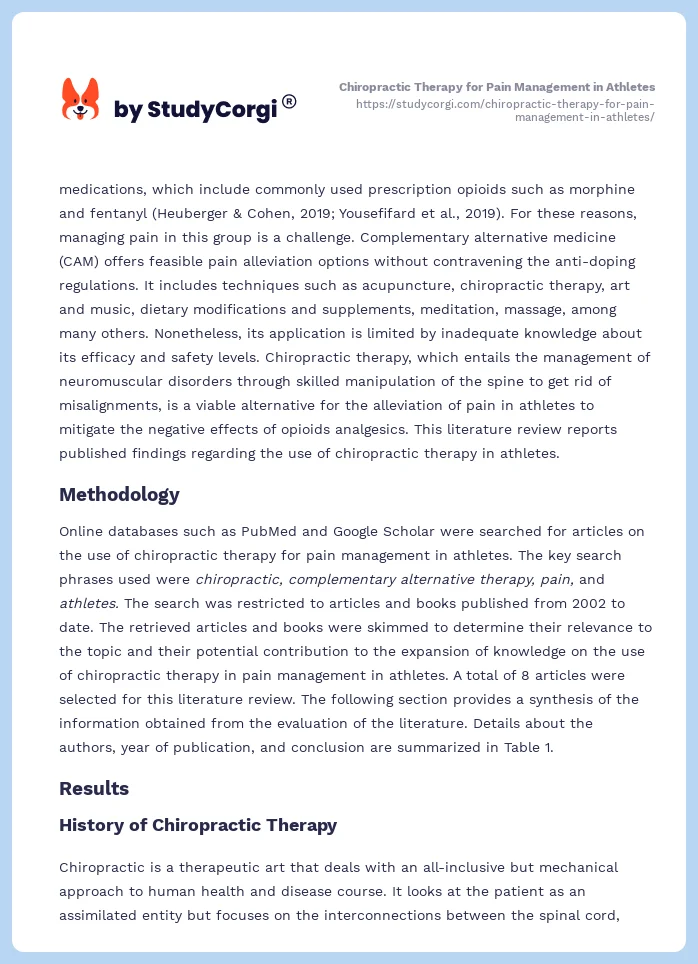 Chiropractic Therapy for Pain Management in Athletes. Page 2