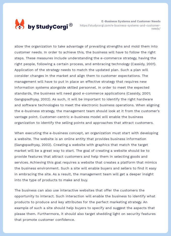 E-Business Systems and Customer Needs. Page 2