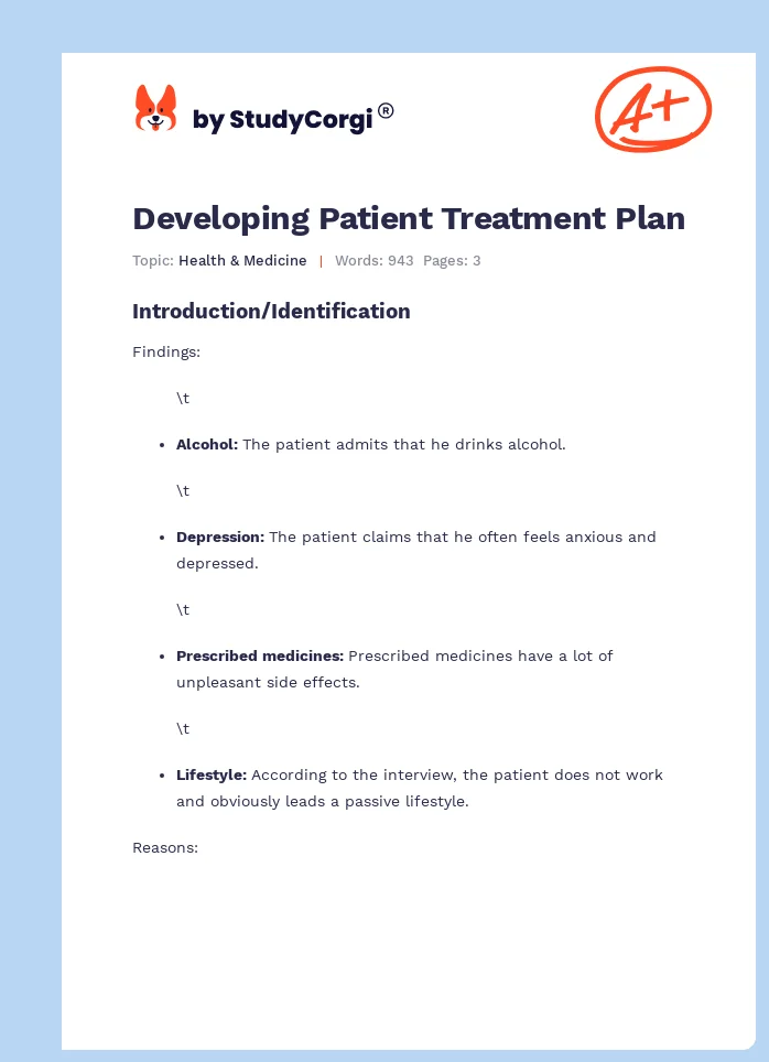 Developing Patient Treatment Plan. Page 1