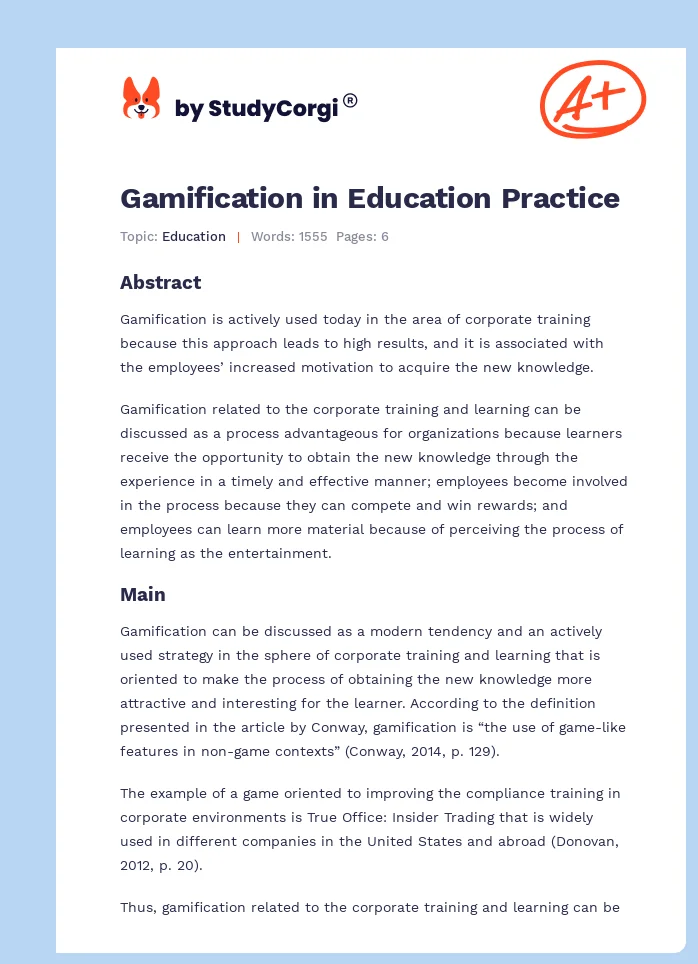 Gamification in Education Practice. Page 1