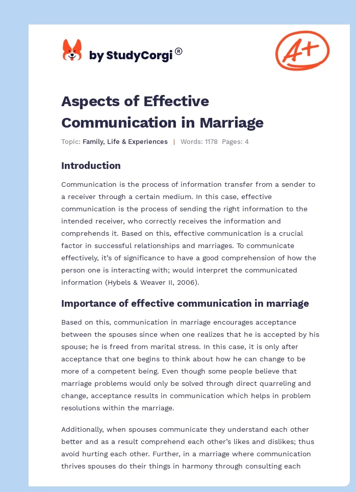Aspects of Effective Communication in Marriage. Page 1