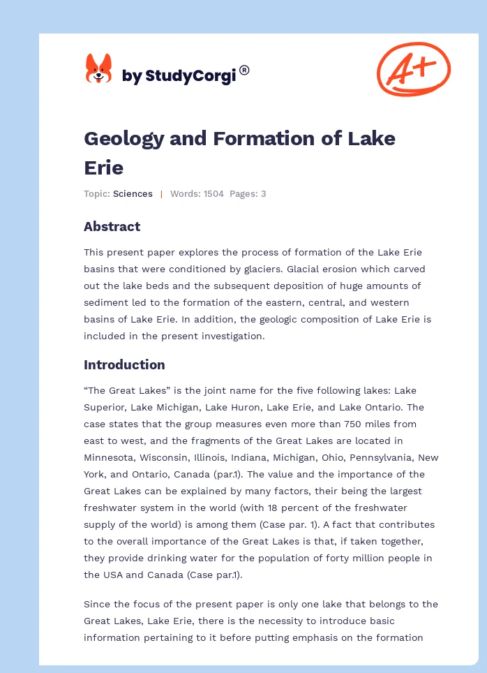 Geology and Formation of Lake Erie. Page 1