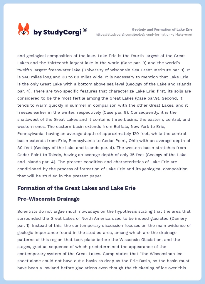 Geology and Formation of Lake Erie. Page 2