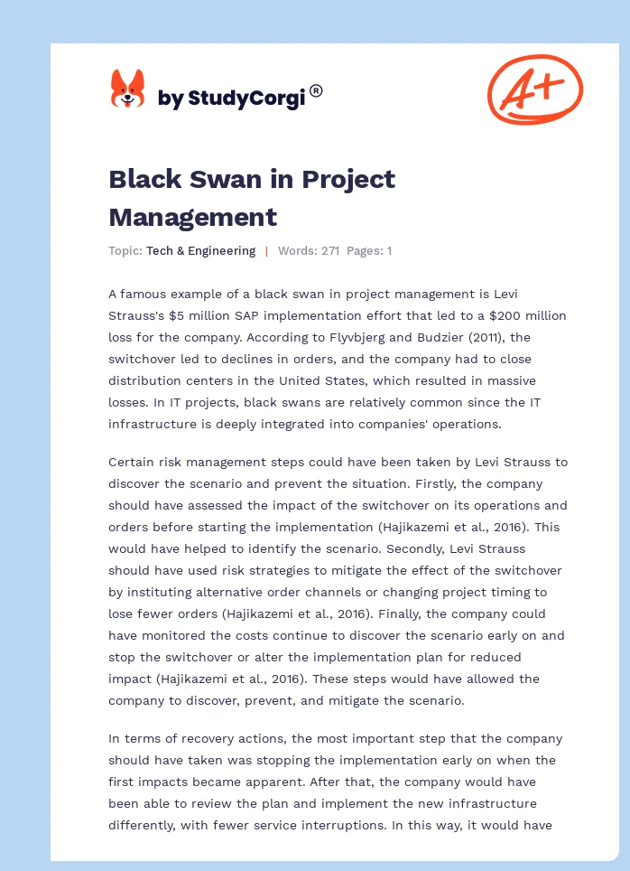 Black Swan in Project Management. Page 1