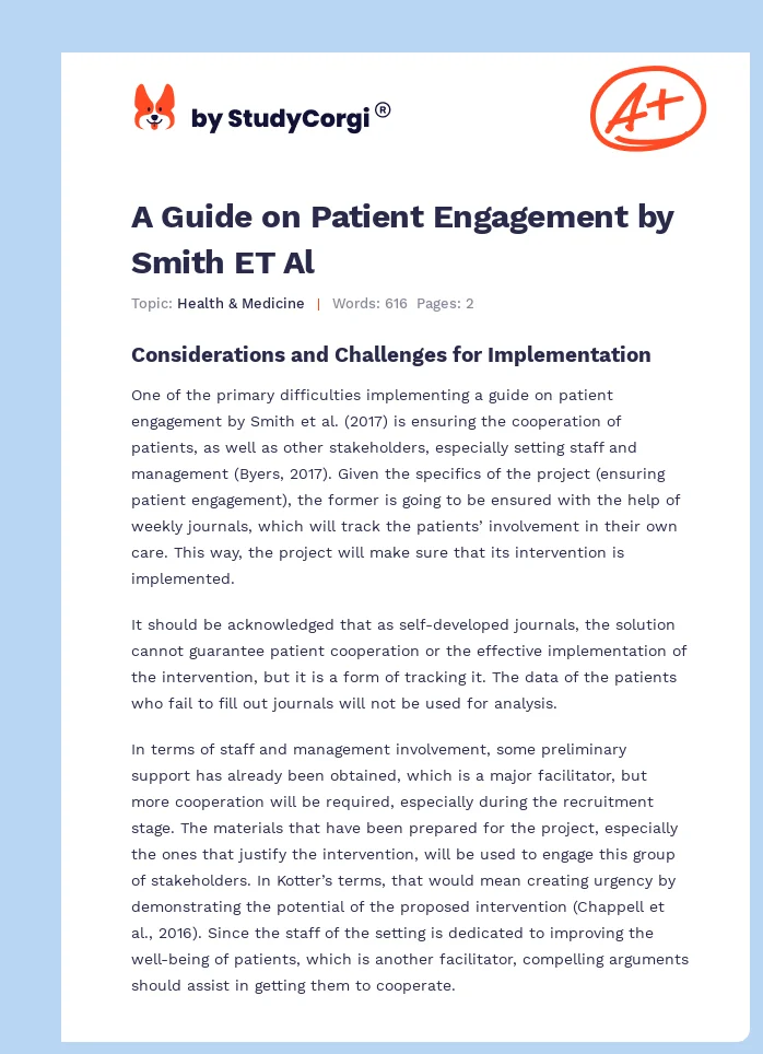 A Guide on Patient Engagement by Smith ET Al. Page 1