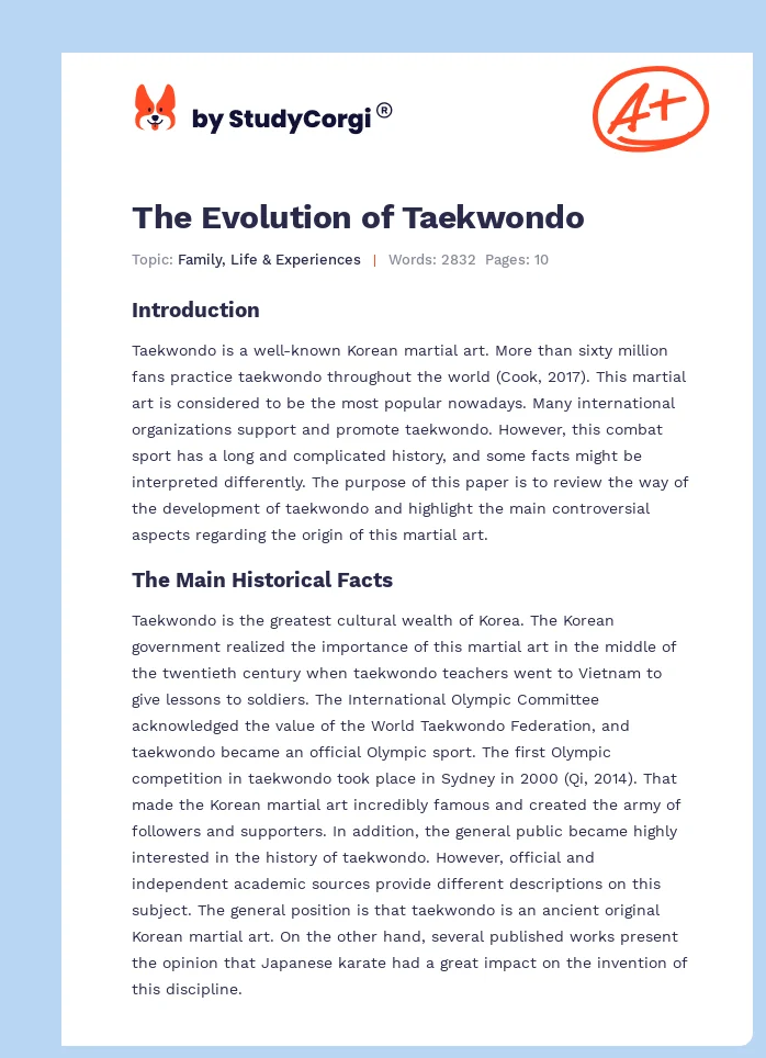The Evolution of Taekwondo. Page 1